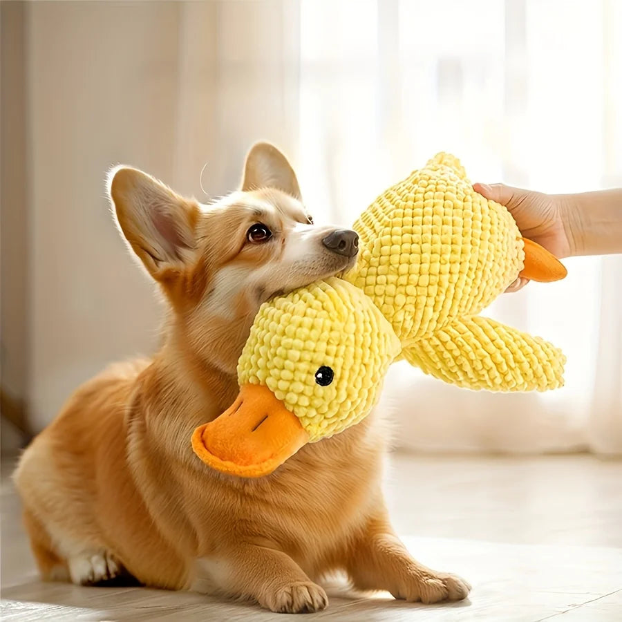 1Pcs Dog Toy Little Yellow Duck Plush Toy Self-entertaining,Bite-resistant,Teething,Sound-making Toy for Small and Medium Dogs