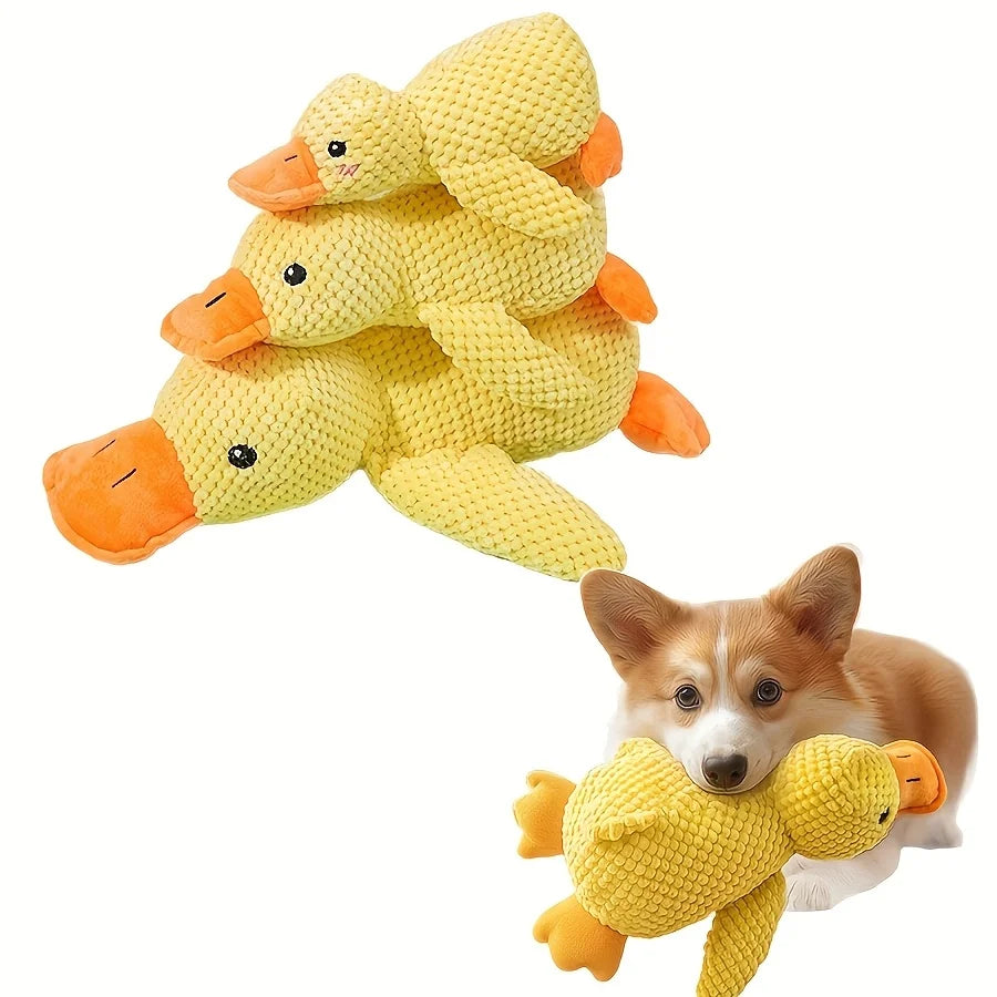 1Pcs Dog Toy Little Yellow Duck Plush Toy Self-entertaining,Bite-resistant,Teething,Sound-making Toy for Small and Medium Dogs