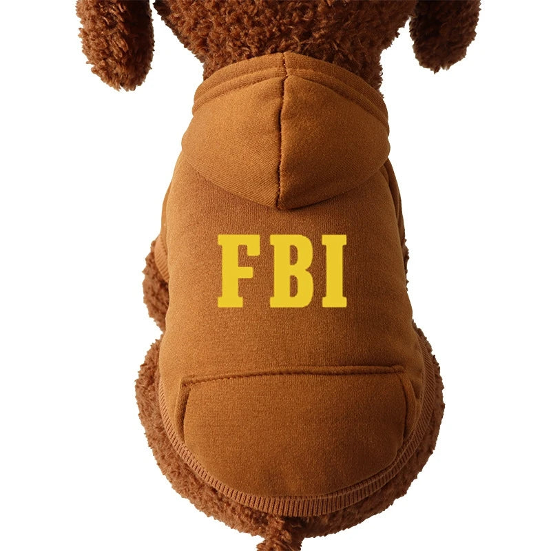 Winter Dog Hoodie Sweatshirts with Pockets Warm Dogs Clothes for Small Dogs Chihuahua Coat FBI Police Dog